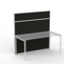 Load image into Gallery viewer, Studio 50 freestanding acoustic screen at back of a desk sitting above the desk and down to the floor