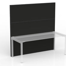 Load image into Gallery viewer, Studio 50 freestanding acoustic screen at back of a desk sitting above the desk and down to the floor