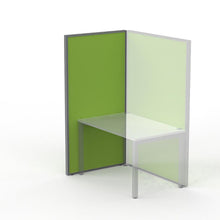Load image into Gallery viewer, Apple green Studio 50 acoustic screen mounted to the side of a desk sitting above the desk and down to the floor