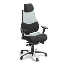 Load image into Gallery viewer, Light grey and black CONTROL heavy duty ergonomic chair