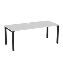 Load image into Gallery viewer, Cubit Desk with black powder coated legs and a white top