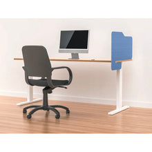Load image into Gallery viewer, Acoustic desk screen panel attached to the side of a desk 
