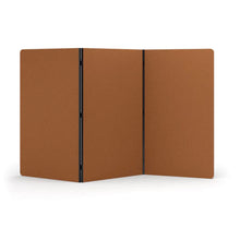 Load image into Gallery viewer, Three hinged freestanding acoustic panels in dark camel
