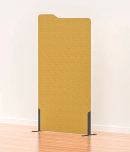 Boyd acoustic freestanding partion - milford on feet in a mustard colour