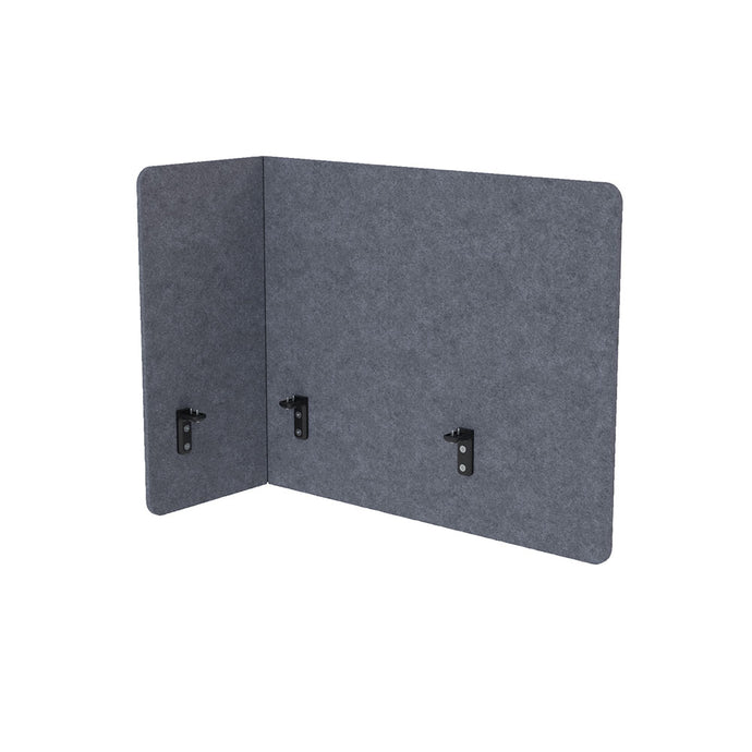 Grey acoustic panel that wraps arrow nd the corner of your desk