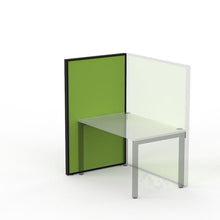 Load image into Gallery viewer, Apple green Studio 50 acoustic screen mounted to the side of a desk sitting above the desk and down to the floor
