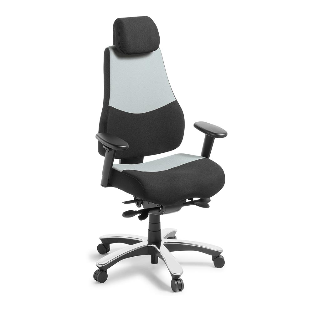 Light grey and black CONTROL heavy duty ergonomic chair