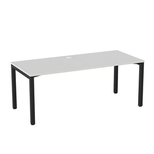 Cubit Desk with black powder coated legs and a white top