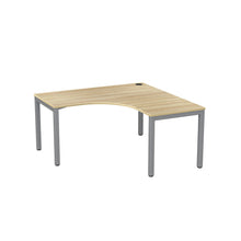 Load image into Gallery viewer, Cubit Corner workstation with silver powder coated legs and woodblock top
