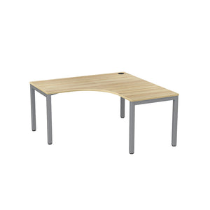 Cubit Corner workstation with silver powder coated legs and woodblock top