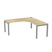 Load image into Gallery viewer, Cubit Corner desk with silver powder coated legs and wood top
