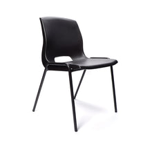 Load image into Gallery viewer, Black polypropylene quad 4 leg stackable chair
